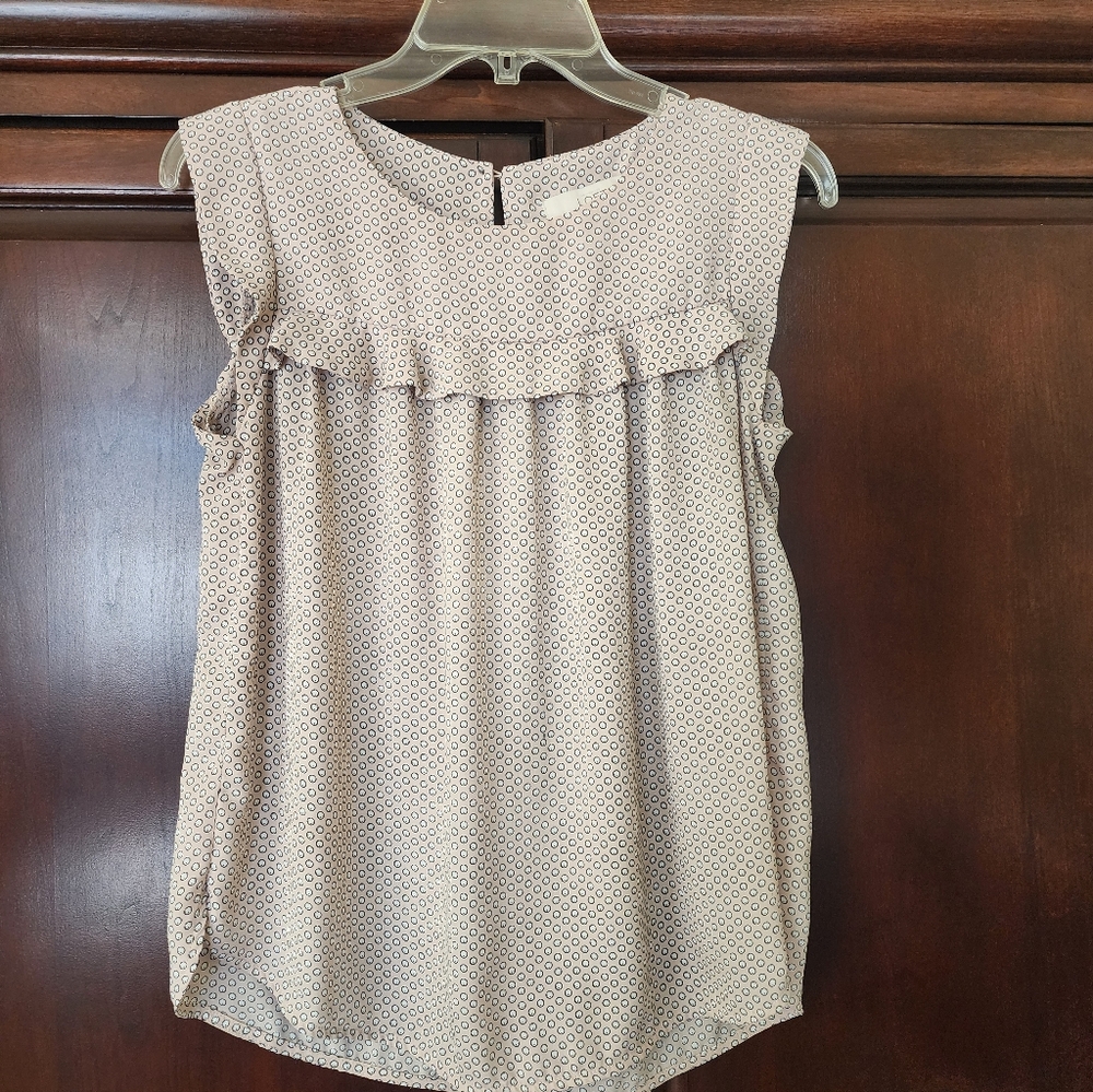 XS Elegant Light Pink Printed Sleeveless Blouse